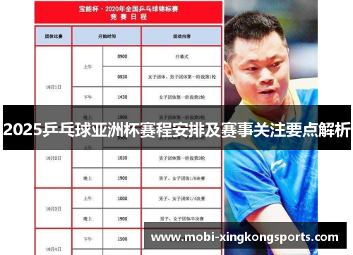 2025乒乓球亚洲杯赛程安排及赛事关注要点解析
